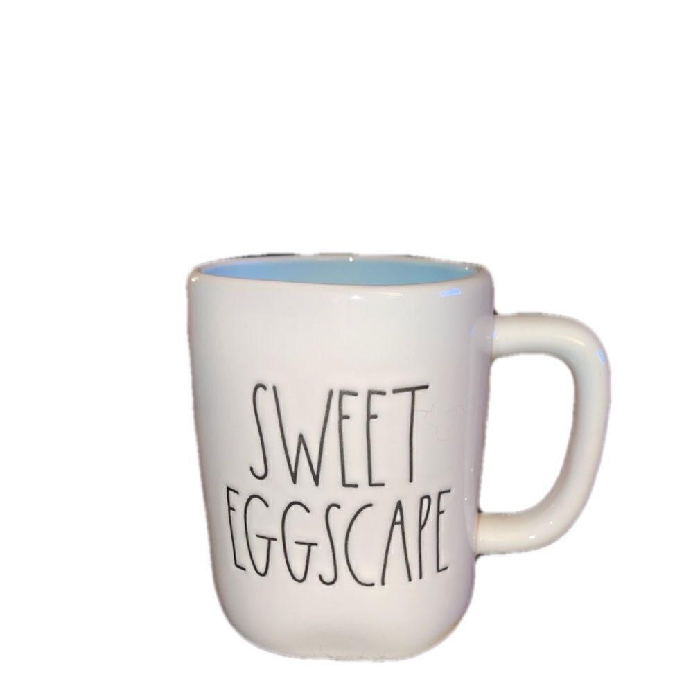 Rae Dunn “Sweet Eggscape” Mug Blue Interior New